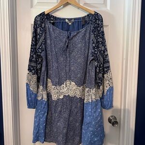 LOFT Lace Paisley‎ Tie Mini Pocket Dress